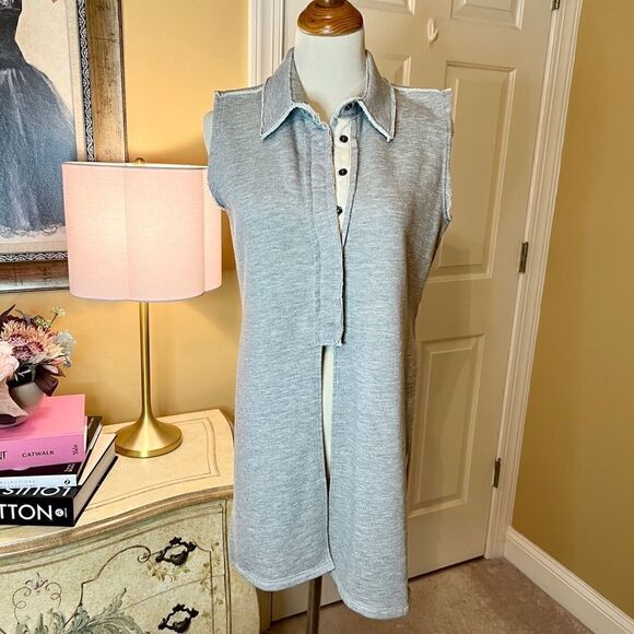 Drew Snap Button Split Front Tunic Size XS French Terry in Heather Gray NWOT - Picture 3 of 8